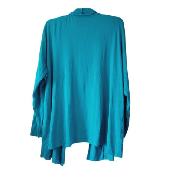 Yest Netherlands Teal Lightweight Viscose Stretch Open Front Cardigan 20 Plus - Picture 3 of 8